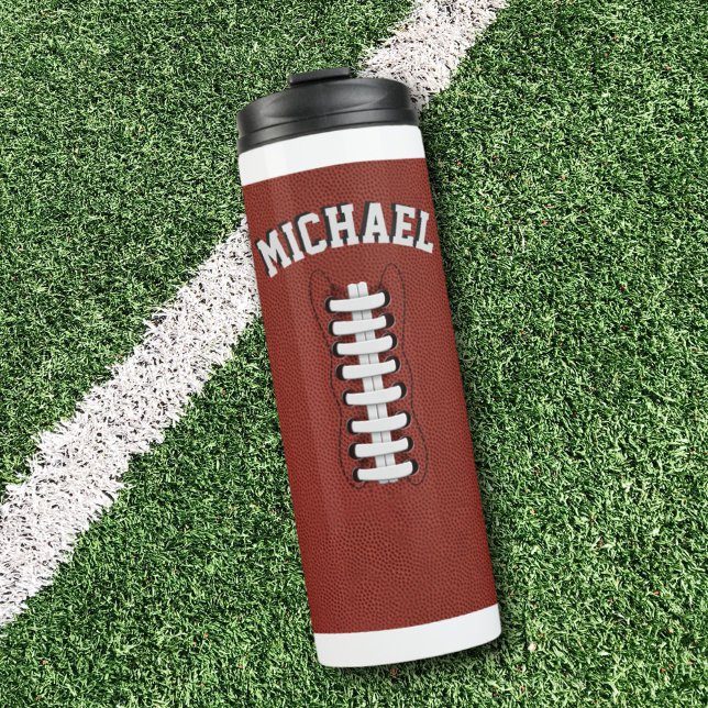 Garrafa Térmica Nome personalizado jogador térmico de futebol amer (Add your name to this fun football theme thermal tumbler and enjoy the game!)