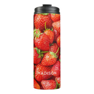 Garrafa Térmica Nome Personalizado Morangos