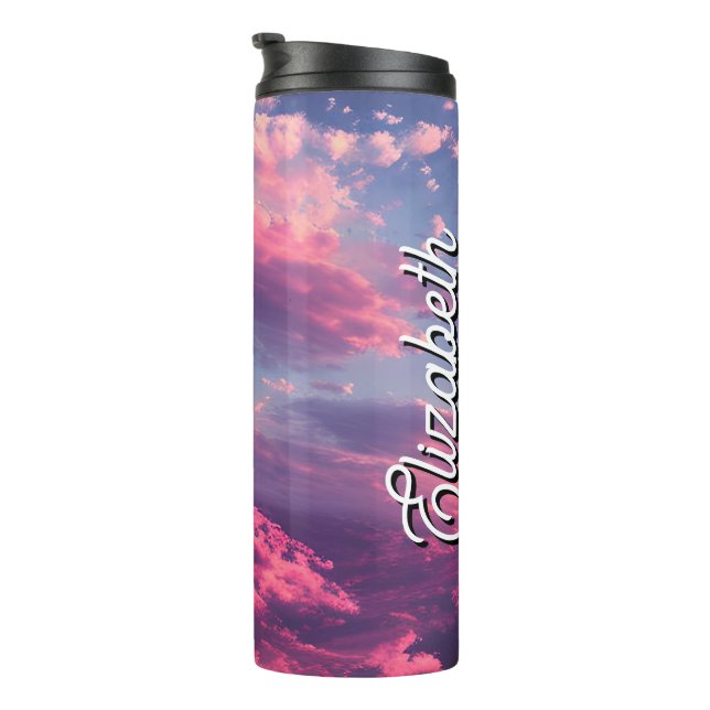 Garrafa Térmica Nome Personalizado O Milhão de Sombras do Céu Rosa (Rotação à direita)