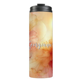 Garrafa Térmica Nome Personalizado Peach Raspberry Álcool Floral A