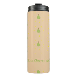 Garrafa Térmica Nome personalizado Pera verde castanho