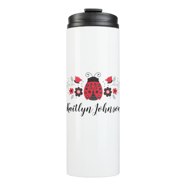 Garrafa Térmica Nome Personalizado Red Ladybug (Frente)