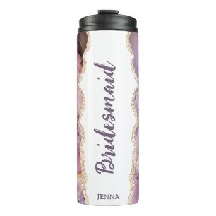 Garrafa Térmica Nome Personalizado Taça de Mármore Damas de Honra