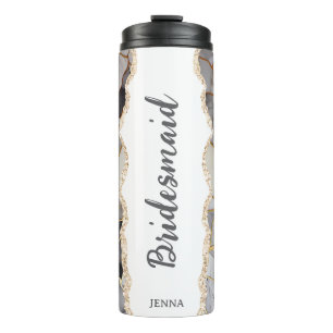 Garrafa Térmica Nome Personalizado Taça de Noiva em Mármore