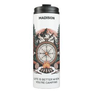 Garrafa Térmica Nome Personalizado & Texto Camping