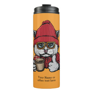 Garrafa Térmica Nome Personalizado / Texto Cubo Café Cat
