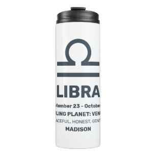 Garrafa Térmica Nome Personalizado / Texto Símbolo Zodíaco Libra