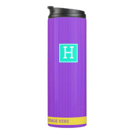 Garrafa Térmica Nome Personalizado Tumbler Roxo e Teal Moderno