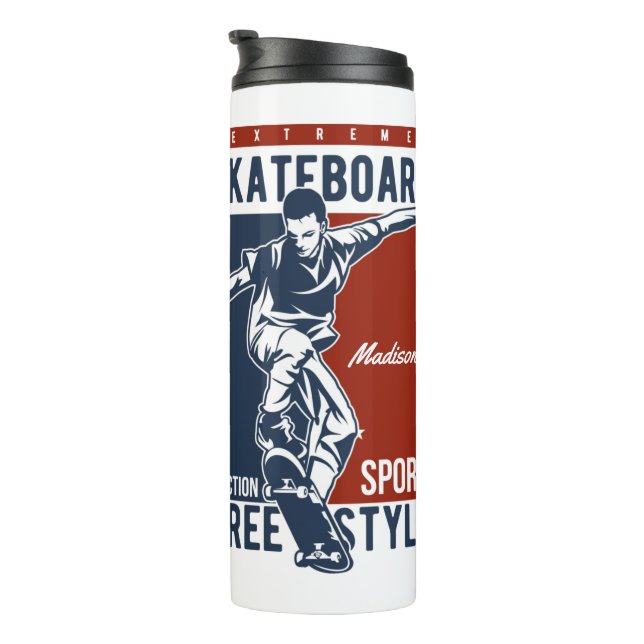 Garrafa Térmica Nome personalizado Tumbler Skateboard (Rotação à direita)