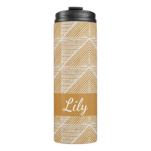 Garrafa Térmica Nome Personalizado Viagem Modern Boho Geométrico