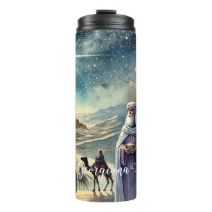 Garrafa Térmica Nome Personalizado Vintage Watercolor Três Sábios