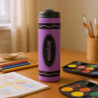 Garrafa Térmica Nome Personalizado Violet Purple Crayon Drink Tumb