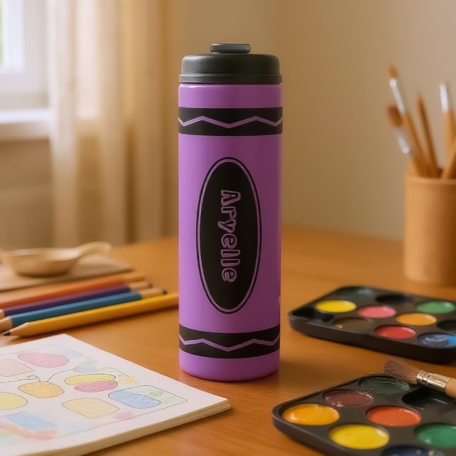 Garrafa Térmica Nome Personalizado Violet Purple Crayon Drink Tumb (Criador carregado)