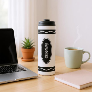 Garrafa Térmica Nome personalizado White Crayon Caneca de viagem D