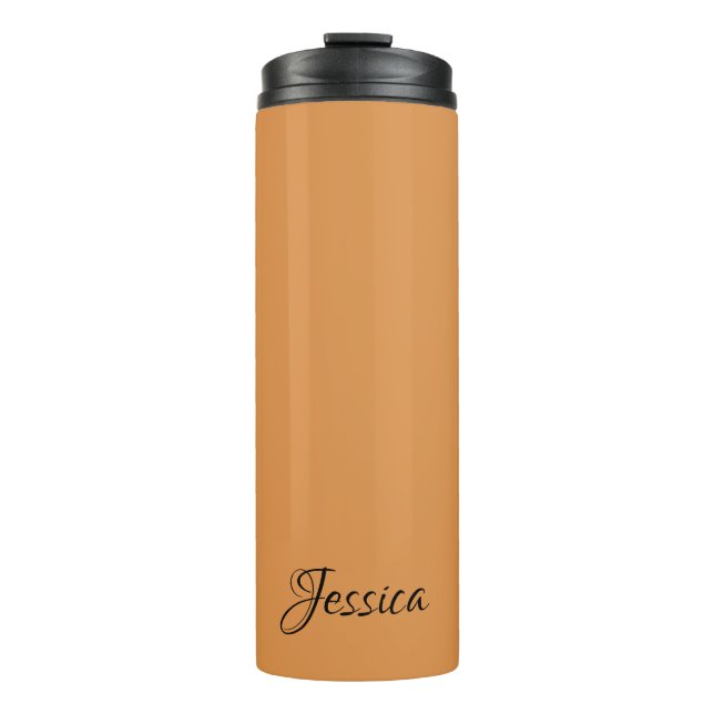 Garrafa Térmica Nome simples de script castanho (Frente)