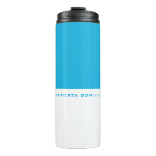 Garrafa Térmica Nome Único de Adição Azul Mínimo e Moderno