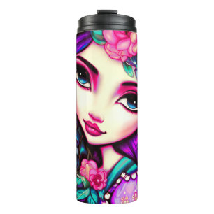 Garrafa Térmica Nome Whimsic Girl Artitic Thermal Tumbler