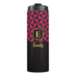 Garrafa Térmica Nomes Personalizados de Duo Geo Preto e Rosa