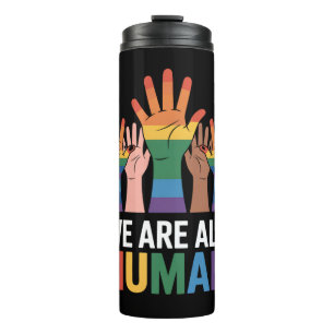 Garrafa Térmica Nós Somos Todos Arco-Íris Humano Orgulho LGBTQ Lev
