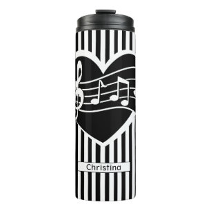 Garrafa Térmica Notas de Música Branca Personalizada - Stripes de 