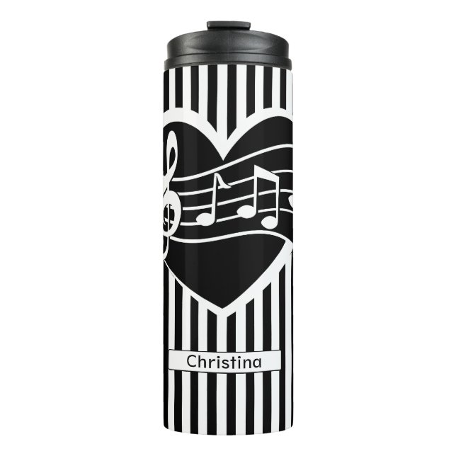 Garrafa Térmica Notas de Música Branca Personalizada - Stripes de  (Frente)