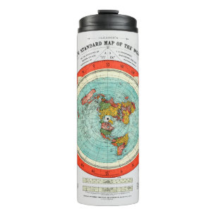 Garrafa Térmica Novo Mapa Padrão da Terra Plana Mundial