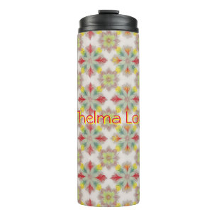 Garrafa Térmica Novo padrão BOHO vermelho e verde