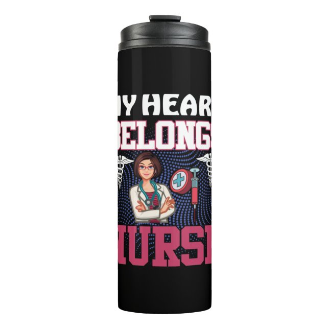 Garrafa Térmica Nurse Gift | My Heart Belongs Nurse (Frente)