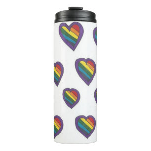 Garrafa Térmica O amor é Tumbler dos corações do arco-íris do