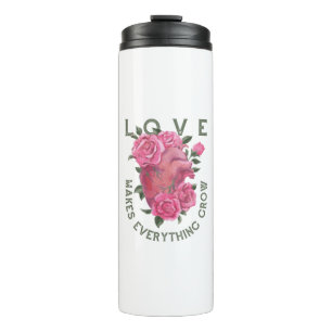 Garrafa Térmica O Amor Faz Tudo Crescer - Arte Romântica Floral