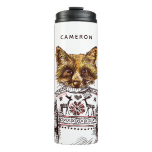 Garrafa Térmica O Fox vestido Foxy   adiciona seu nome