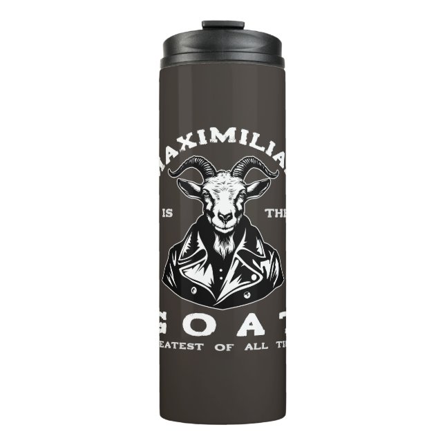 Garrafa Térmica O GOAT (Maior De Todos Os Tempos) com o Seu Nome (Frente)