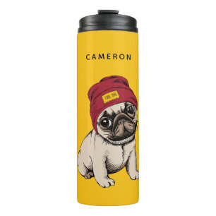 Garrafa Térmica O mini Pug   do hipster do filhote de cachorro