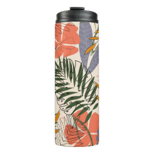 Garrafa Térmica O padrão original com folhas tropicais e o plano