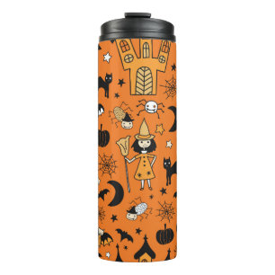 Garrafa Térmica O passado do Dia das Bruxas das Crianças. Patch d