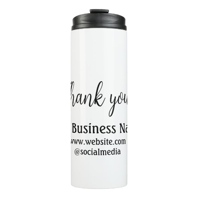 Garrafa Térmica Obrigado simples que você adiciona texto de detalh (Frente)