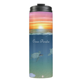 Garrafa Térmica Ocean Sunrise & Tartarugas Termo Tumbler