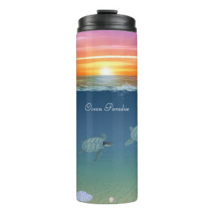 Garrafa Térmica Ocean Sunrise & Tartarugas Termo Tumbler