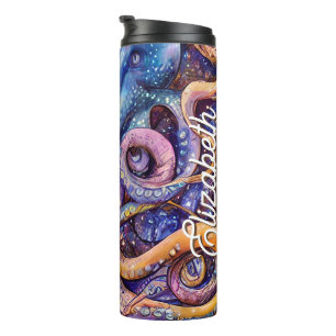 Garrafa Térmica Octopus com nome personalizado Vida Aquática