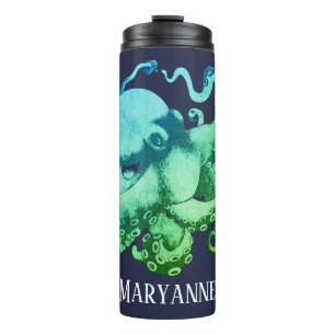 Garrafa Térmica Octopus e nome do oceano direito náutico
