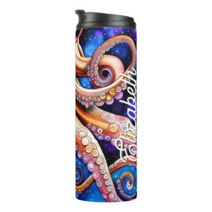 Garrafa Térmica Octopus Whimsical Blue Starry Night   Nome persona