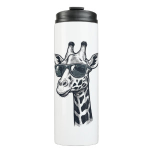 Garrafa Térmica Óculos de Sol de Girafa Legal Camiseta com Gravaçã