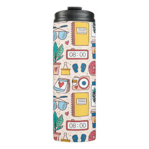 Garrafa Térmica Office Stationery: Textura sem costura Quirky