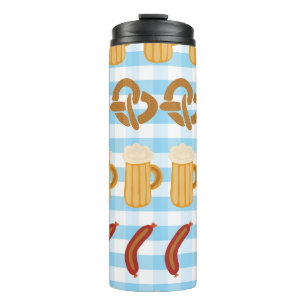 Garrafa Térmica Oktoberfest: cerveja, pretzel, padrão de salsicha
