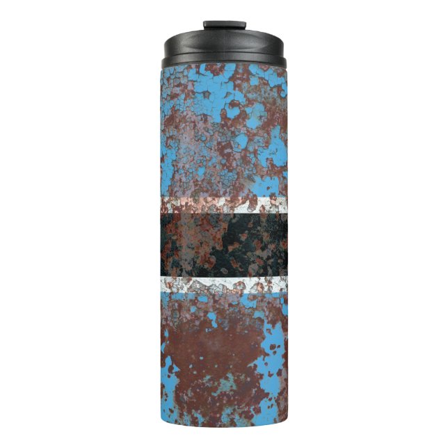 Garrafa Térmica Old Botswana grunge background flagabstract, aged, (Frente)