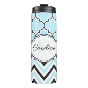 Garrafa Térmica Óleo quaterefoil preto e azul