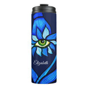 Garrafa Térmica Olho Flor de Midnight Gothic - Botânica Azul Escur