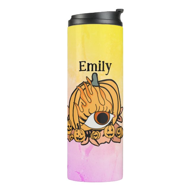 Garrafa Térmica Olho Inclinado Da Pumpkin Retro Personalizado (Giro à esquerda)