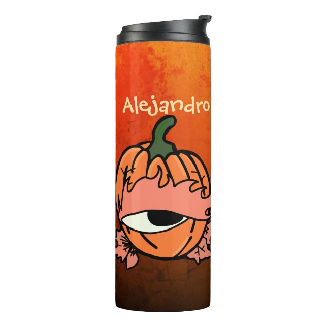 Garrafa Térmica Olho Sleepy Personalizado da Pumpkin Spooky (Giro à esquerda)