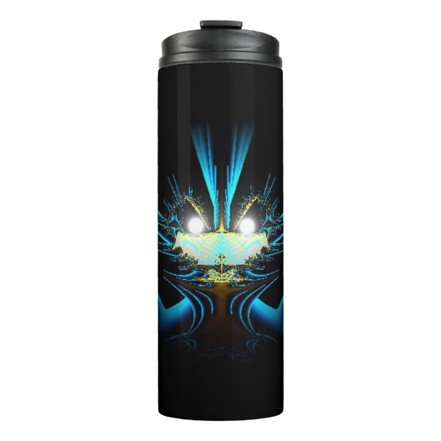 Garrafa Térmica Olhos Brilhantes Criatura Azul Luminosa (Frente)